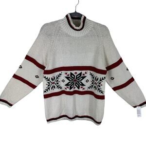 Original Russ Sport Company Vintage NWT Mock Neck Multicolor Ski Sweater Size PL